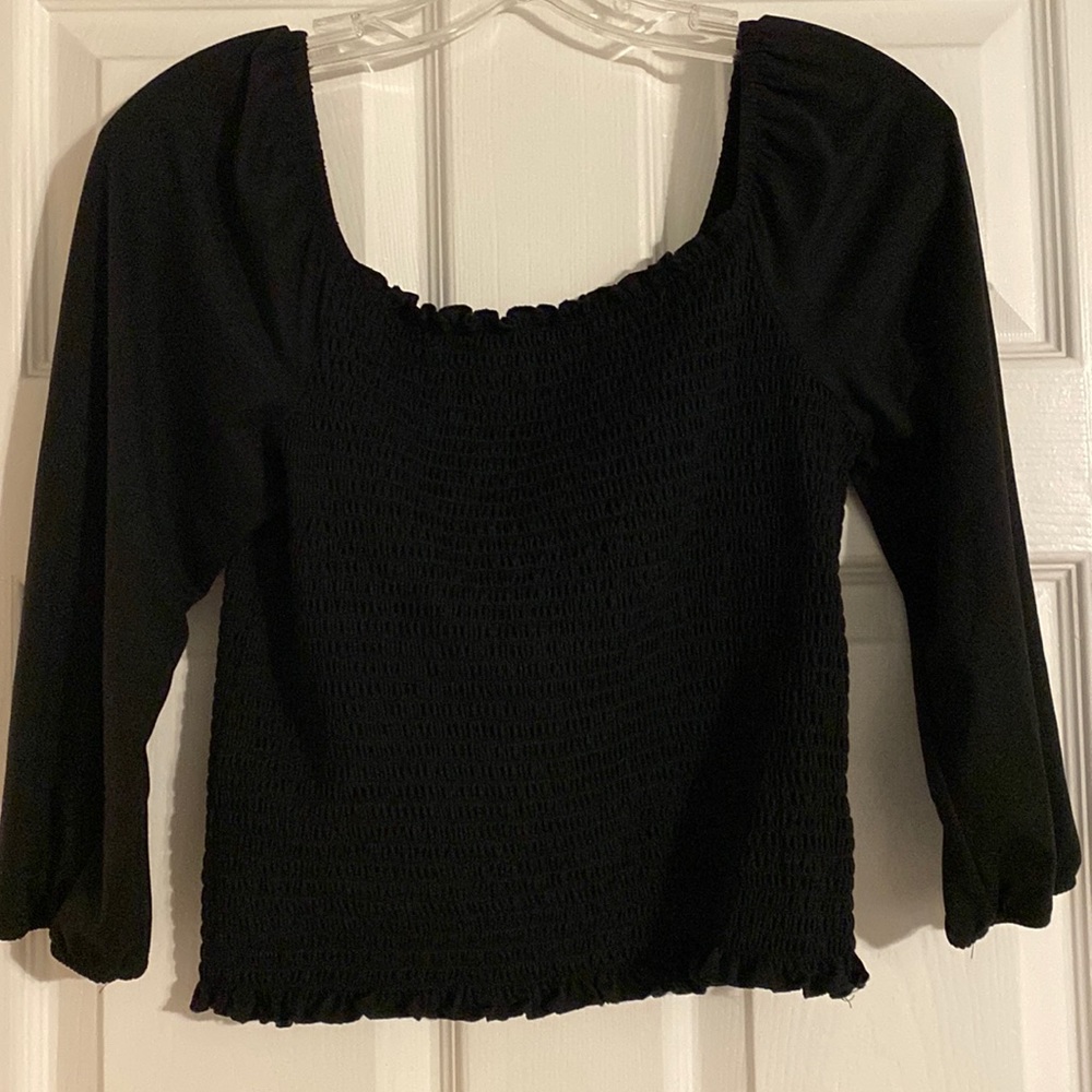 Shirred Long Sleeve Top
